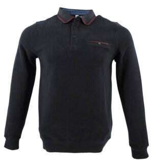 pull sweat homme col polo CAPTEN noir