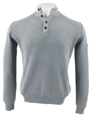 sweat boutonné effet maille MONTE CARLO gris vert