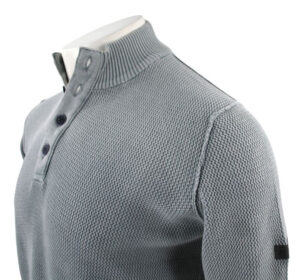 sweat boutonné effet maille MONTE CARLO gris vert