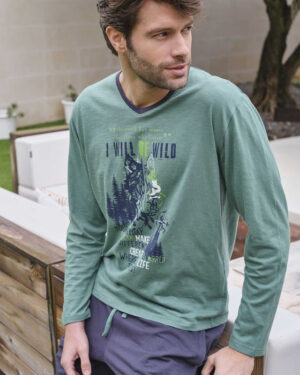 Pyjama homme 100% coton Massana vert