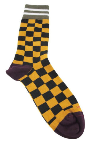 Chaussettes coton damier jaune LABONAL