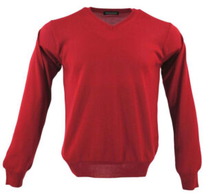 pull col V rouge mat en laine fine MONTE CARLO 4021mc