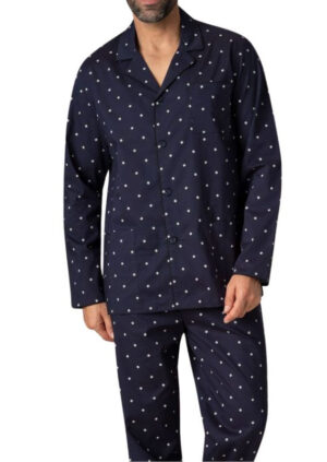 Pyjama long boutonné EMINENCE 7V26 marine et cubes