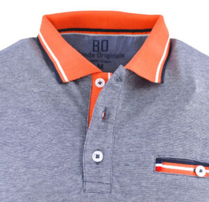 polo BANDE ORIGINALE gris au col orange