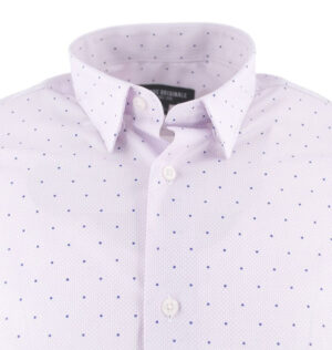 Chemise BANDE ORIGINALE slim mauve avec carrés bleus