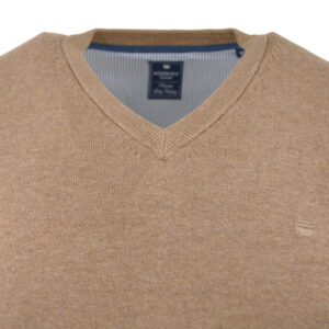 Pull coton col V REDMOND couleur chameau 600rd