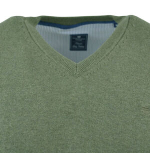 Pull vert kaki coton col V REDMOND  600rd