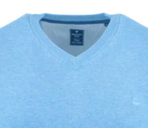 Pull coton col V bleu REDMOND 600rd