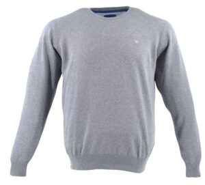 Pull gris en coton et ras du cou REDMOND 500rd