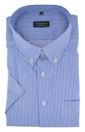 chemise manches courtes rayée bleu ETERNA confort fit