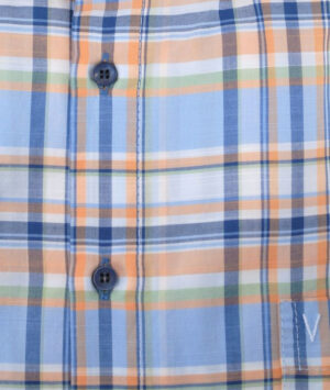 chemise Marvelis Casual Fit à carreaux oranges et bleu