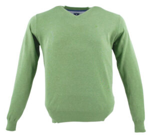 Pull vert gazon coton col V REDMOND  600rd