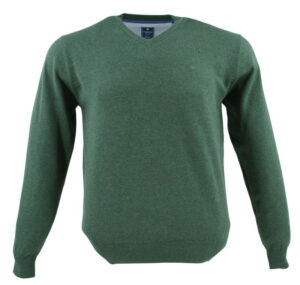 Pull vert foncé coton col V REDMOND  600rd