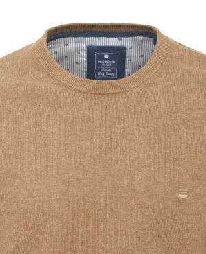 Pull homme coton col V camel REDMOND 600rd