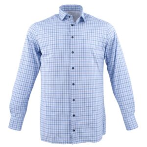 chemise carreaux tons bleus Marvelis Modern Fit stretch