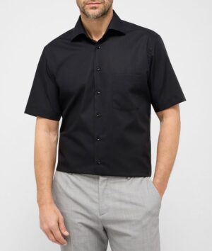 chemise Eterna noire manches courtes Modern 1100et