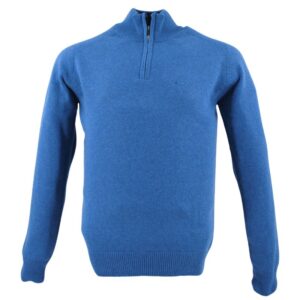 pull homme BEST GUEST col camionneur bleu azur 80% laine 703bg