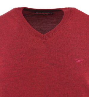 pull homme col V BEST GUEST rouge mat 314V