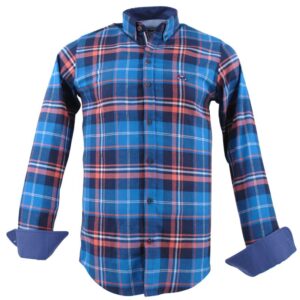 Chemise homme flanelle THE SURFCAR Lisbo bleu et orange