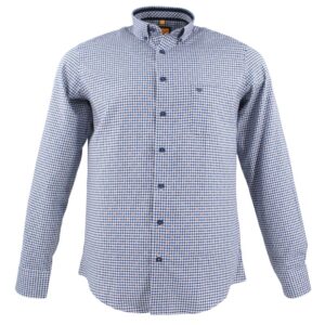 chemise homme Redmond vichy bleu avec points ocres