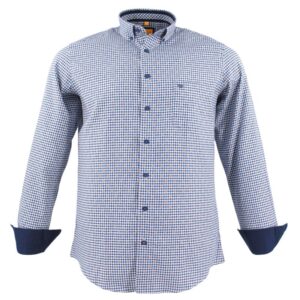 chemise homme Redmond vichy bleu avec points ocres