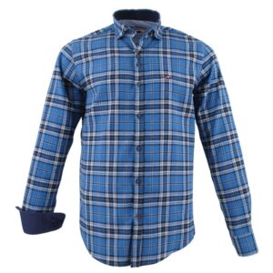 Chemise homme THE SURFCAR en flanelle carreaux bleu Porto