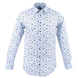 Chemise homme MARVELIS imprimée sur bleu ciel Casual Fit