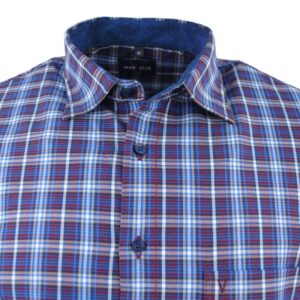 Chemise homme MARVELIS petits carreaux rouges et bleus Modern Fit