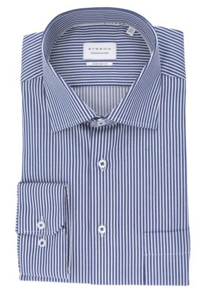 Chemise homme ETERNA rayée bleu coupe large COMFORT FIT