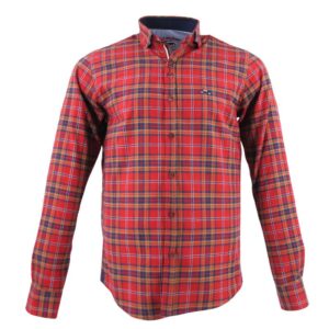 Chemise homme THE SURFCAR en flanelle carreaux rouge Porto