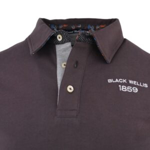 Polo homme BLACK WELLIS marron poignet chemise