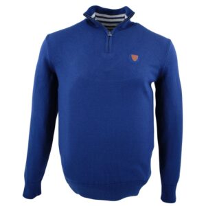 Pull homme BLACK WELLIS bleu col camionneur