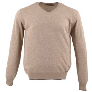 pull homme col V BEST GUEST laine cachemire beige Bruno