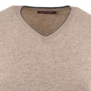 pull homme col V BEST GUEST laine cachemire beige Bruno