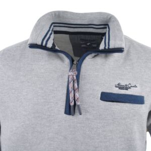 Sweat MONTE CARLO gris clair passepoilé bleu