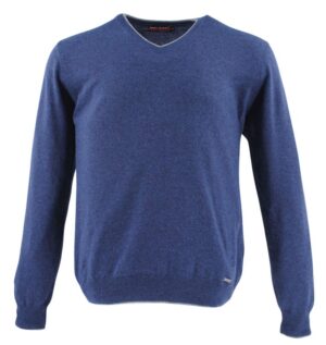 pull homme col V BEST GUEST laine cachemire bleu foncé Bruno