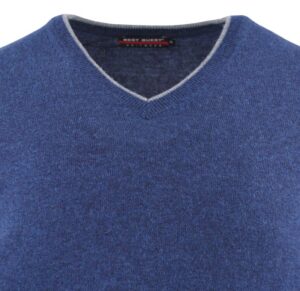 pull homme col V BEST GUEST laine cachemire bleu foncé Bruno