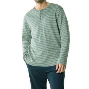 Pyjama homme EMINENCE coton interlock vert et blanc LP09