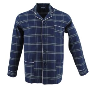 Pyjama homme veste boutonnée EMINENCE tartan vert et marine 7M58