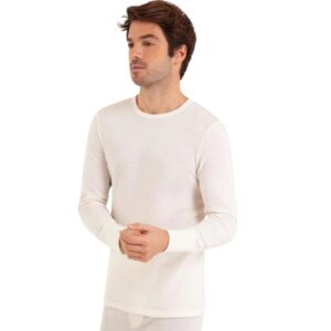 Tee-shirt laine et coton EMINENCE col rond blanc 3W85em