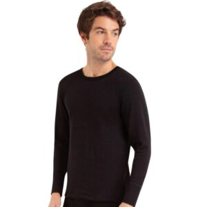 Tee-shirt laine et coton EMINENCE col rond noir 3W85em