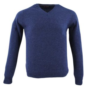 pull homme BEST GUEST col V 80% laine bleu foncé 702v