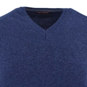 pull homme BEST GUEST col V 80% laine bleu foncé 702v