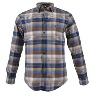 chemise homme Redmond flanelle carreaux marron et bleu