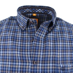 chemise homme Redmond flanelle petits carreaux bleus