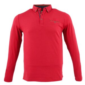 Polo manches longues rouge mat CAPTEN