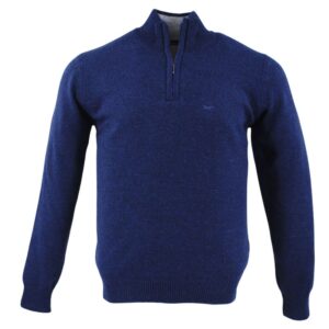 pull BEST GUEST zip col montant bleu foncé 80% laine 82760bg