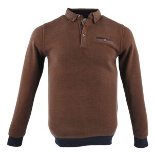 pull homme CAPTEN marron col polo boutonné