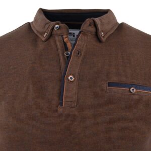 pull homme CAPTEN marron col polo boutonné