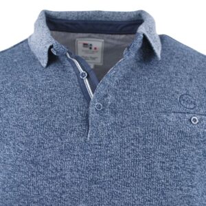 pull homme CAPTEN col polo bleu chiné